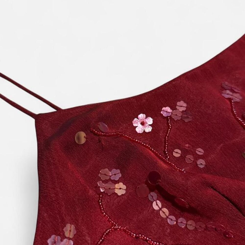 90s Red Beaded Midi Dress - Picture 8 of 8